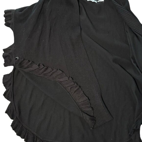 Joseph A Black Open Cardigan Drapey Poncho‎ Ruffled Asymmetrical Kimono Boho - Picture 5 of 9